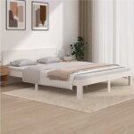Cadre de lit en pin massif 160x200 cm avec t�te de lit, blanc, � assembler