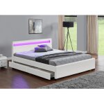 Concept - usine - structure de lit led avec rangements 160 x 200 cm blanc enfield