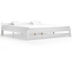 Cadre de lit blanc bois de pin massif 200x200 cm