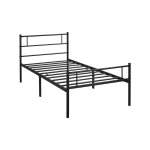 Yaheetech - cadre de lit simple en mtal 90x190 cm pour adultes grande espace en lattes noir
