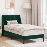 Cadre de lit avec t�te de lit vert fonc� 90 x 190 cm velours