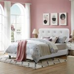 Lit adulte 160x200 cm - lit double avec sommier en bois - lit rembourr� avec dossier moelleux - structure ...