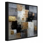 Cadre m�tallique noir peinture abstraite b�ton loft salon chambre 30x30