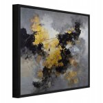 Cadre m�tallique noir peinture abstraite b�ton or salon chambre 50x50