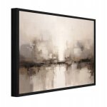 Cadre noir peinture sur toile abstraite boho salon chambre 100x70