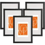 Woltu - cadre photo lot de 5 pi�ces noir 21, 9x30cm a4 cadre en mdf design simple avec passe - partout, ...