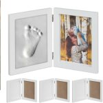 Relaxdays - cadre photos bb avec empreintes pltre, lot de 4, jeu pour main ou pied, diy empreinte ...