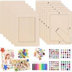 Cadre photo ? diy cadre dessin enfant � changer, cadres photo avec 12 crayon aquarelle, 4 feuilles autocollant ...