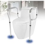 Cadres de s�curit� pour toilettes, cadre toilette securise r�glable, rehausseur wc adulte avec accoudoir, ...