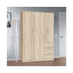 Abitare - armoire 135x52x200h cm avec 3 portes et 3 tiroirs chne canadien ? daphn