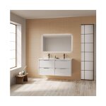 Abitare - meuble de salle de bain sur pied bristol 120 cm en blanc brillant avec vasque - blanc 120 cm ...