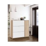 Abitare - meuble  chaussures double profondeur 106x22x115h cm avec 3 abattants et 1 porte blanc mat ...
