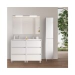 Caesaroo - meuble de salle de bain sur pied 120 cm en bois blanc brillant avec vasque int�gr� - nova ...