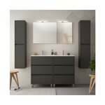 Abitare - meuble de salle de bain au sol en bois gris 120 cm avec lavabo en porcelaine - amalfi - standard ...