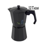 Cafetire de 12 tasses noire, fabrique en aluminium, compatible toutes sources de chaleur sauf induction ...