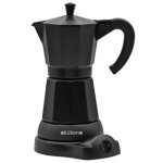 Cafetire lectrique italienne pour 6 tasses (480w 230v) en aluminium et baklite noire