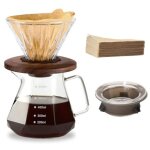Cafeti�re � filtre manuel, carafe en verre borosilicate de 600 ml avec 100 filtres en papier taille 02, ...
