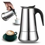 Cafetière italienne 12 tasses en acier inoxydable compatible tous types de feux 12 tasses Cafetière italienne 12 tasses en acier inoxydable compatible tous types de feux 12 tasses