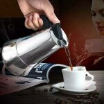 Cafetière italienne 12 tasses en acier inoxydable compatible tous types de feux 12 tasses Cafetière italienne 12 tasses en acier inoxydable compatible tous types de feux 12 tasses