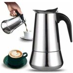 Cafeti�re italienne, 2 tasses en acier inoxydable compatible avec tous les types de lampes, 100ml