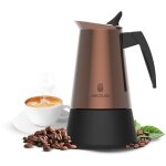 Cafeti�re italienne con�ue en acier inoxydable de haute qualit�, id�ale pour remplir 10 tasses de caf�. ...