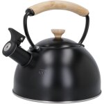 La cafetire lcwhketblk - bouilloire sifflante noire avec poigne of bois, 2, 5 l, acier inoxydable
