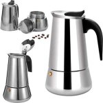 Cafetire moka italienne en acier inoxydable, 6 tasses, compatible avec tous les types de chaleur, 300 ...