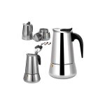 Aiperq - cafetire moka italienne en acier inoxydable, 6 tasses, compatible avec tous les types de chaleur, ...