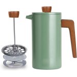 Cafeti�re � piston � piston � double paroi avec poign�e en bois ? 3 filtres en acier inoxydable pour ...