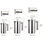 Cafetire  piston franaise 800 ml, cafetire isotherme  double paroi en acier inoxydable - eosnow