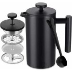 Cafeti�re � piston inox, fran�ais presse caf� isolation � double paroi de 1 l, paroi int�rieure avec ...
