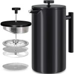 Cafetière à piston inox, français presse café isolation à double paroi de 1 l, paroi intérieure avec ... Cafetière à piston inox, français presse café isolation à double paroi de 1 l, paroi intérieure avec ...