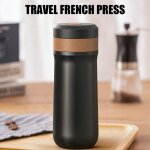 Cafetire  piston portable de voyage, avec filtre  deux couches, en acier inoxydable  double paroi ...