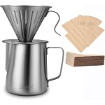 Cafeti�re � verser, ensemble de cafeti�re en acier inoxydable 304 avec 100 filtres en papier num�ro 2 ...