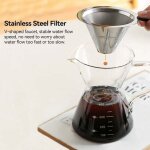 Cafetière à verser, filtre à café manuelle, carafe en verre borosilicate, cafetière manuelle pour - over ... Cafetière à verser, filtre à café manuelle, carafe en verre borosilicate, cafetière manuelle pour - over ...