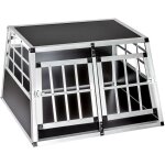 Helloshop26 - cage box caisse de transport chien mobile aluminium 89 cm double