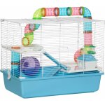 Pawhut - cage  hamsters 3 niveaux - tunnel, abreuvoir, roue, maisonnette, chelles - dim. 59l x 36l ...
