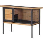 Cage � lapin clapier sur pied - toit ouvrable - dim. 91, 5l x 45l x 70h cm - m�tal �poxy bois pr� - huil� ...