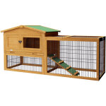 Cage � lapin - pawhut - avec rampe plateau excr�ment fen�tre porte verrouillable - 150 x 52, 5 x 68 cm ...