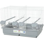 Cage pour oiseaux 57 x 34, 5 x 41 cm ? bac en plastique recycl� ? 4 perchoirs clipsables ? 4 mangeoires ...