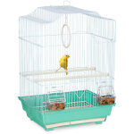 Cage à oiseaux, métal, pour petits canaris, perchoirs & mangeoires, hlp 49, 5 x 35 x 32 cm, bleu clair ... Cage à oiseaux, métal, pour petits canaris, perchoirs & mangeoires, hlp 49, 5 x 35 x 32 cm, bleu clair ...