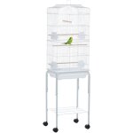 Cage  oiseaux sur pied volire oiseaux sur roulettes avec toit ouvrant 3 perchoirs tagre infrieure ...