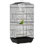Cage � oiseaux voli�re avec mangeoires perchoirs plateau amovible dim. 46, 5l x 35, 5l x 92h cm m�tal ...