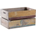 Caisse en bois recycl multicolore