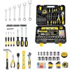 Caisse  outil complete 108 pices - boite  outils mnagers, malette outils avec jeu de tournevis, marteau, ...