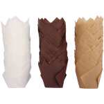 Caissettes � p�tisserie 2 - 1 / 4  tulipe blanche + marron + kraft (diam�tre de la base) x 4  (hauteur ...