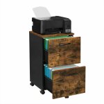 Vasagle - caisson 2 tiroirs, placard bureau sur roulettes, pour documents a4, dossiers suspendus, style ...
