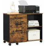 Vasagle - caisson 3 tiroirs, meuble rangement bureau avec compartiments ouverts, pour format a4, documents, ...