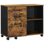 Caisson 3 tiroirs meuble rangement bureau avec compartiments ouverts sideboard pour format a4 documents ...