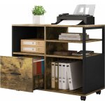 Caisson bureau 80x40x65cm, meuble rangement bureau mobile avec 1 tiroir et 4 compartiments ouverts, rangement ...